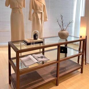 服装店中岛台展示柜鞋子女装店包包流水台展示柜实木饰品店胡桃色