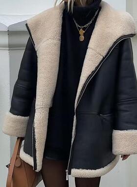 Women's plus size coat, fur integrated coat