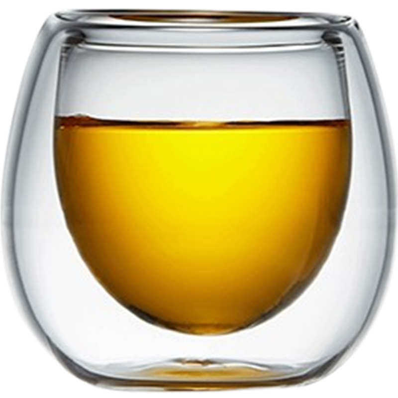 玻璃品茗杯双层加厚耐热个人用主人杯家用功夫茶具喝水小茶杯新品