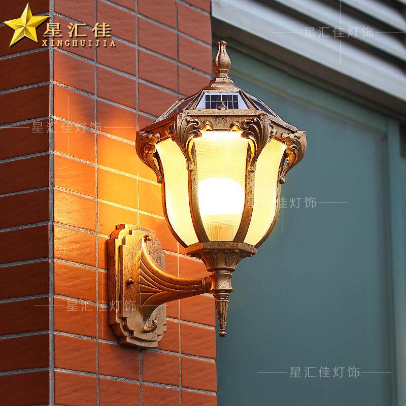 壁灯太阳能户外防水别墅大门阳台柱子走廊室外欧式复古外墙庭院灯