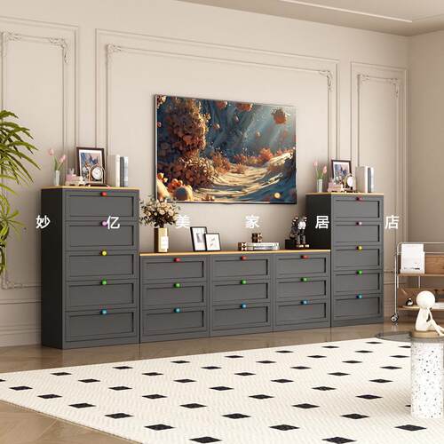 铁艺五斗柜卧室客厅储物柜现代简约家用边柜钢制玄关柜落地收纳柜