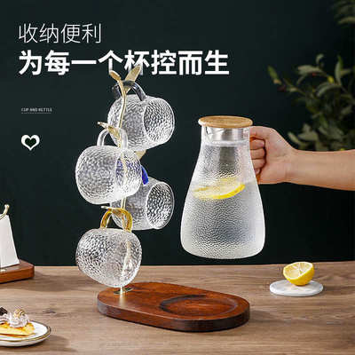北欧轻奢树叶水杯架子置物架家用水杯收纳玻璃杯咖啡杯木质杯壶托
