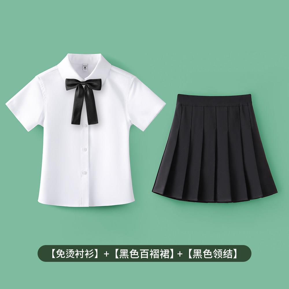 高档儿童白衬衫黑西裤套装小生校服抗皱免熨件烫合团主学持演出服图片
