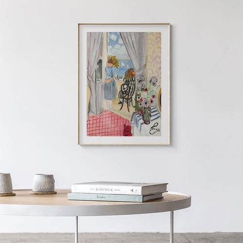 Matisse“淡蓝尼斯“系列含框卧室书房宁静美式风格小画客厅卧室