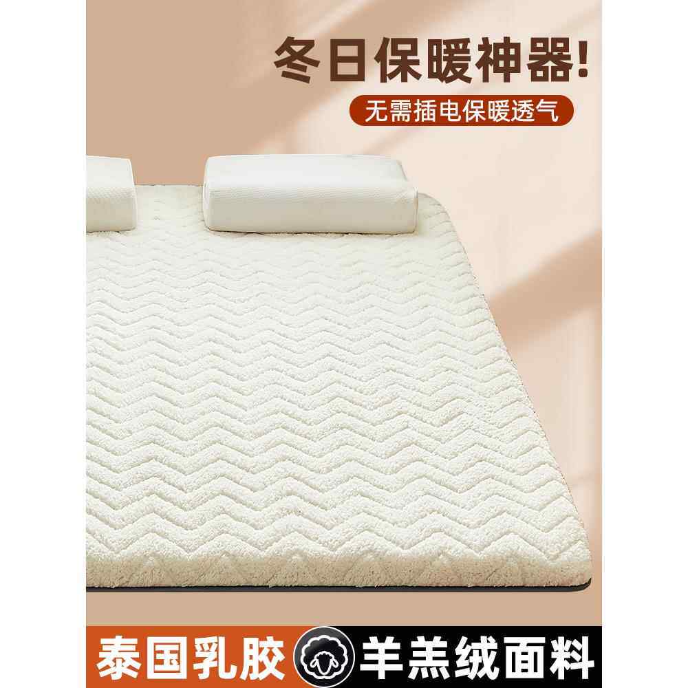 羊羔绒床垫软垫家用乳胶记忆棉秋冬季加厚保暖海绵珊瑚绒褥子垫被