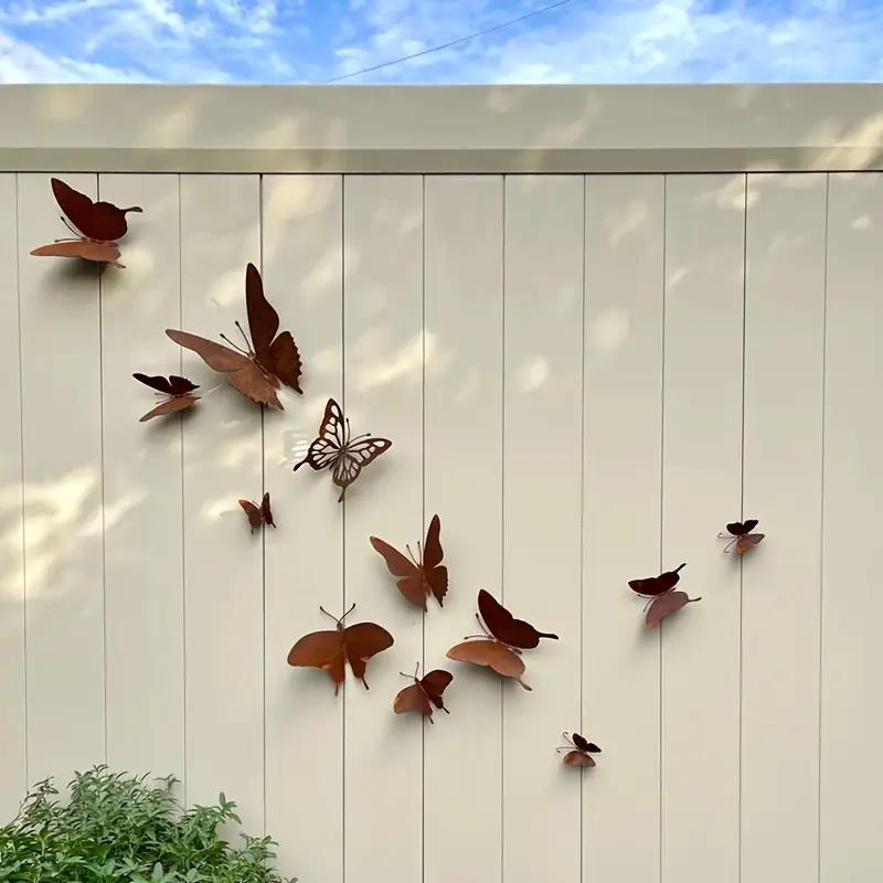 12件套乡村风格金属蝴蝶墙艺术套装户外花园围栏铁艺创意装饰