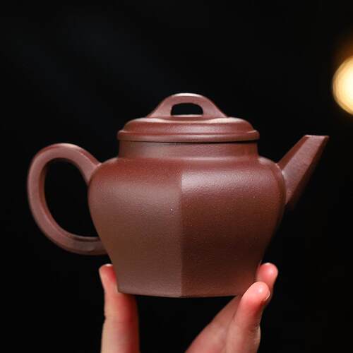 宜兴原矿紫泥纯半手工八方宫灯壶紫砂方器中高档紫砂壶泡茶壶
