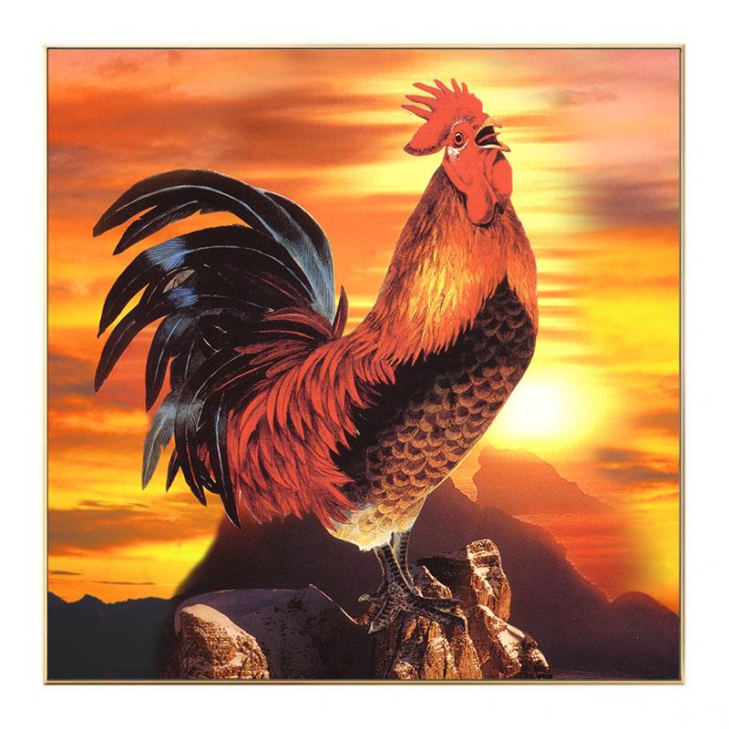 高档吉祥鸡装饰画框风水寓意好的玄关画公走廊过道挂进门口有墙面图片