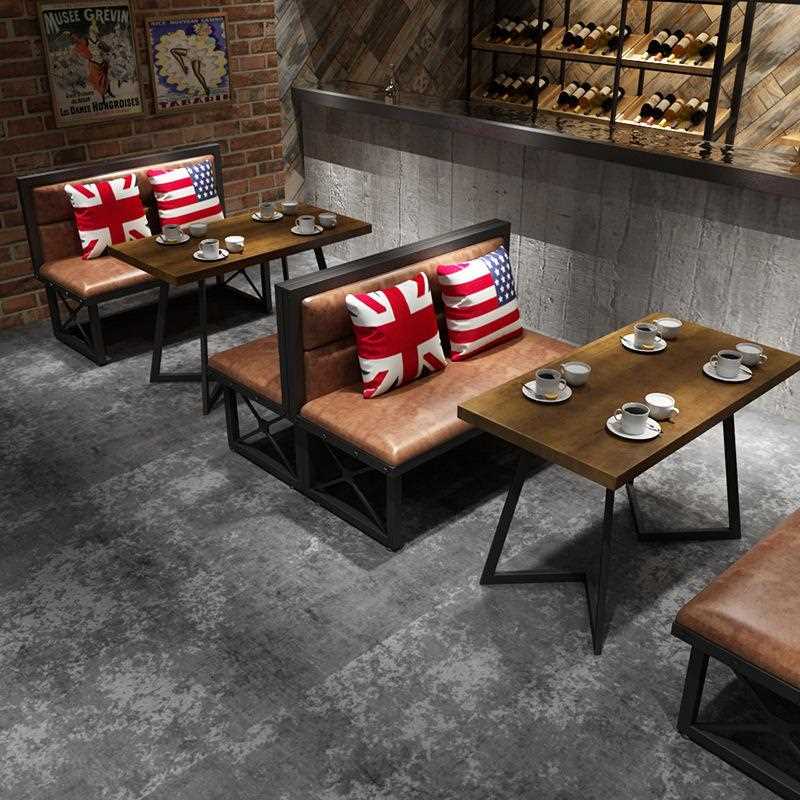 新款直销复古铁艺工业风西餐厅音乐餐吧酒吧卡座沙发咖啡店实木餐