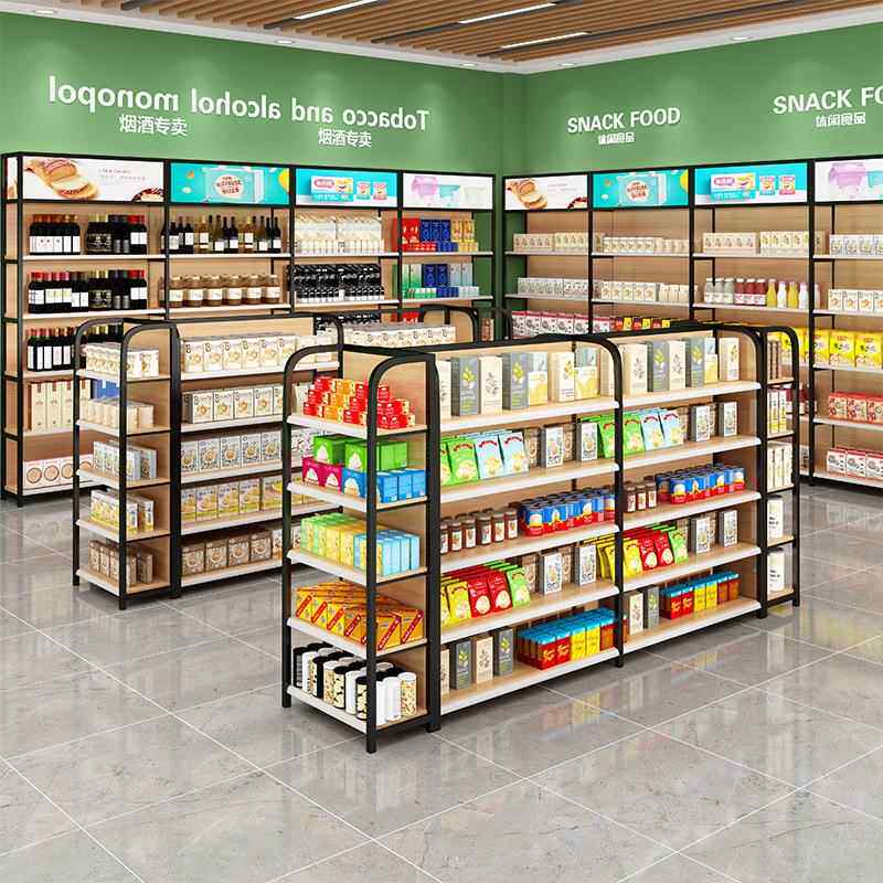 印商超市彩妆店无品牌/货架拆卸便利店立柱单场双面货架品展示木