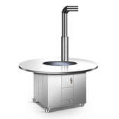 新款 圆桌面柴火灶家用农村不锈钢柴炉烧木柴无烟户外移动土灶台