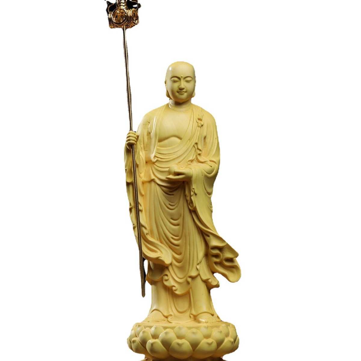 办公室厂家黄杨木立像家居雕刻工艺品客厅地藏王摆菩萨直供摆件饰