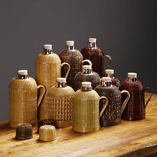 手工竹保温瓶保温瓶覆古保温瓶沸水瓶老式保温瓶壳盖茶壶家用竹