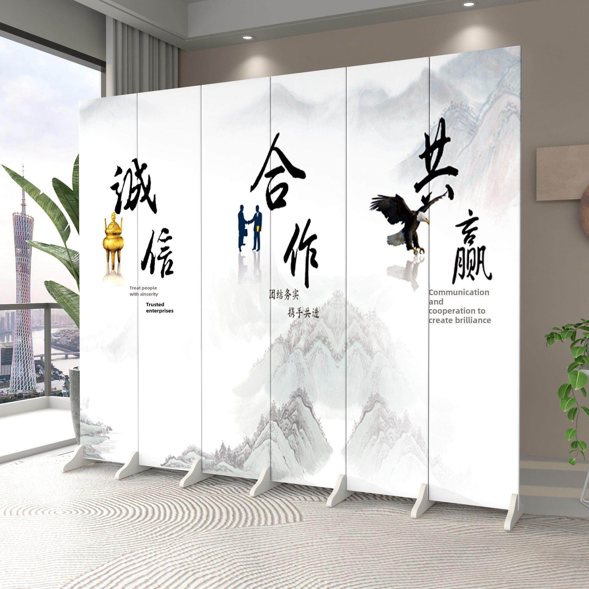 屏风隔断客厅简约现代入户活动遮挡墙折叠推拉移动办公室布艺折屏