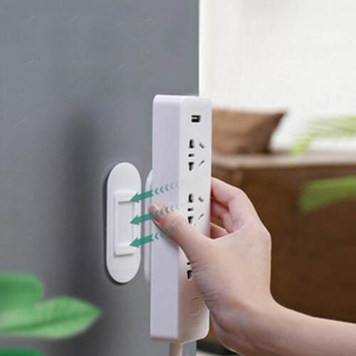 Wall-mounted power strip holder, no-drill adhesive storage f
