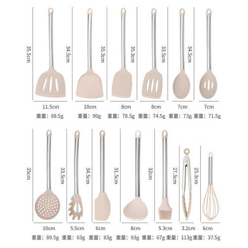 件套手柄装铲硅胶硅胶厂家不锈钢直供15现货厨具硅胶勺锅铲硅胶