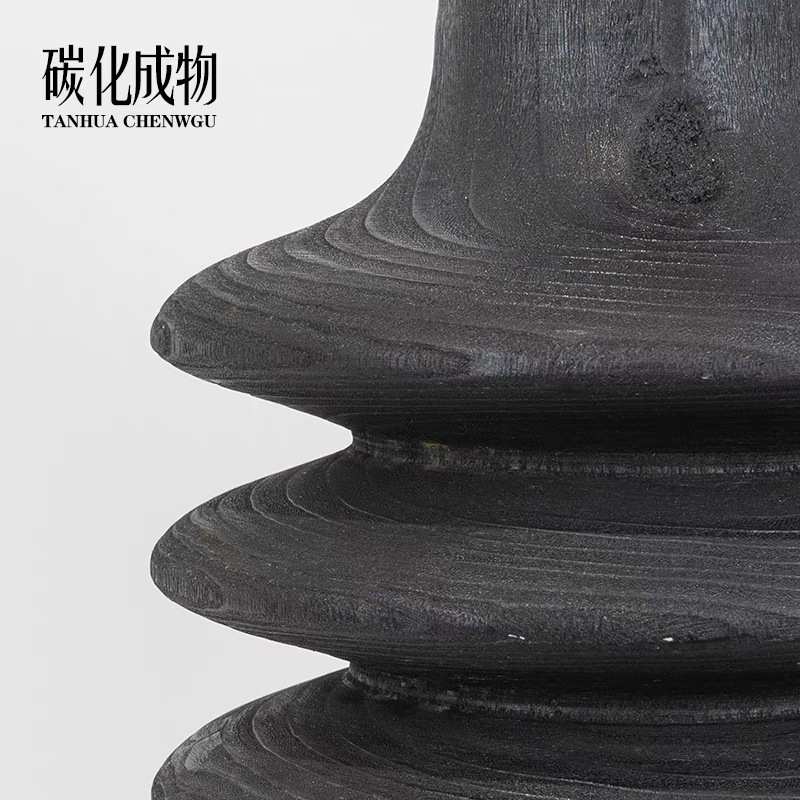 客厅器碳化风花瓶批发创意插花摆件 日式 干花木花侘中式寂桌面