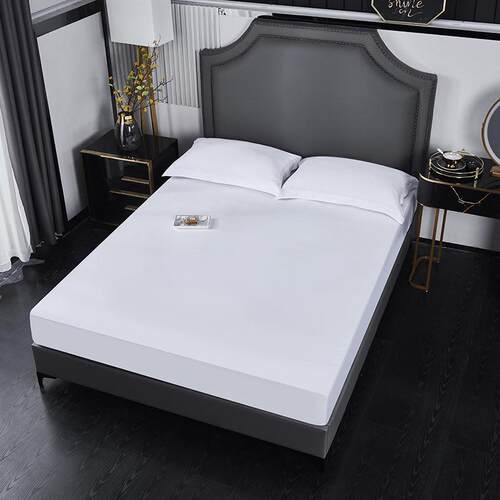 酒店全棉床笠白色纯棉床单贡缎宾馆布草民宿床上用品40支60支