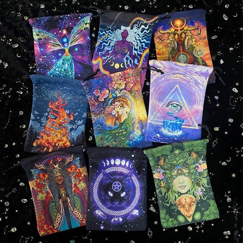 跨境13x18cm双面印刷Tarot绒布袋家居饰品礼品礼物袋塔罗牌收纳袋