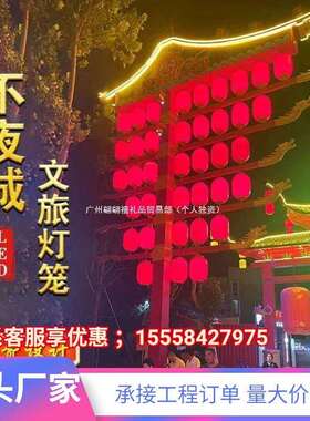 大唐不夜城灯笼灯杆架墙pe塑料仿古国潮宫灯文旅景区户外防水