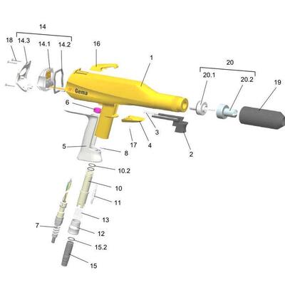 Gema金马手动喷粉枪，五金表面喷涂Optiflex 2F型金马粉末喷涂枪