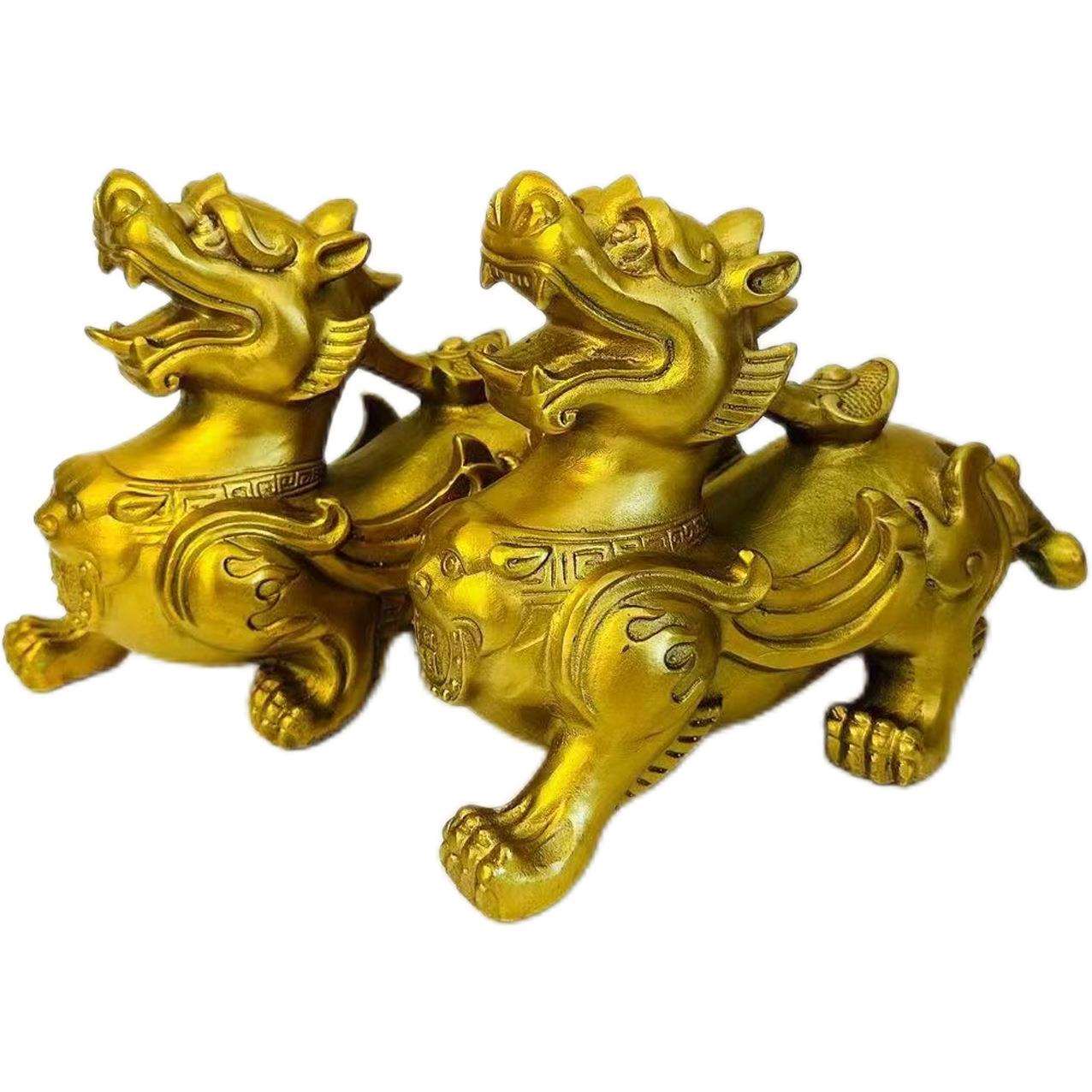 貔貅铜貔貅摆件全铜神兽皮丘一对公母客厅店铺开业送礼工艺品