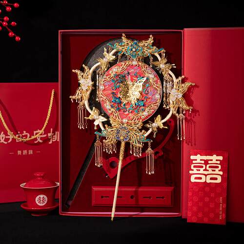 2025新款舞绣缘双面团扇新婚结婚中式婚礼秀禾喜扇diy材料包成品