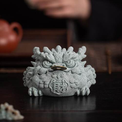 国潮三足招财金蟾茶宠摆件创意七星连珠龙蟾可养茶桌茶盘茶台装饰