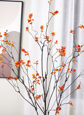 北欧真过手仿XY-52032感玉翠叶干居枝胶假花家客厅摆件仿真叶子