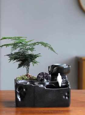 高端办公室桌面时来运转流水摆件循环水球Z创意客厅鱼缸风水轮喷