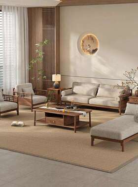 中式S826实木沙发组墅合现代民宿大小户新型别宋美学客厅氏现代简