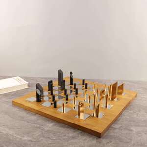 现代简约木质金属棋盘桌面装饰摆件客厅书房办公室软装家居装饰品