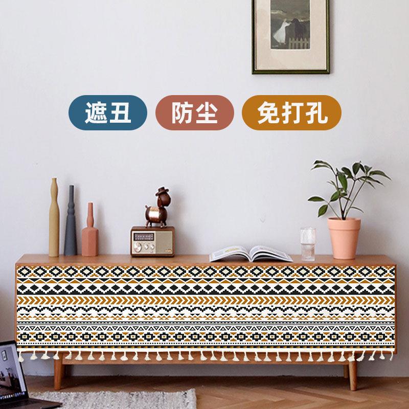 厨房橱柜柜子遮挡帘置物架门帘鞋柜拉帘遮挡布滑轨遮丑防尘帘ins