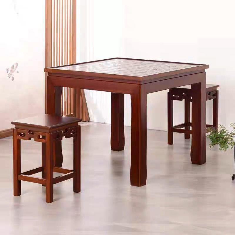 需定制老榆木围棋国学象棋实木五子棋盘桌双面用儿童棋桌多功能椅