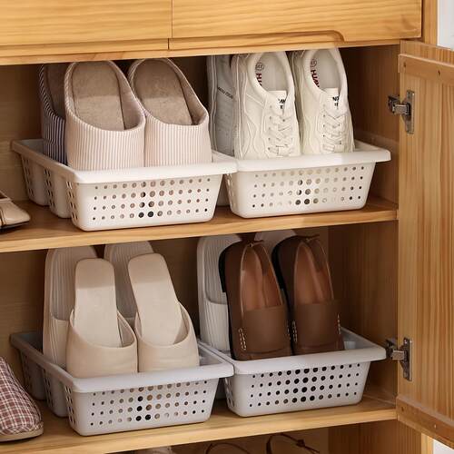 Space-saving home shoe storage rack, drawer-style plastic no