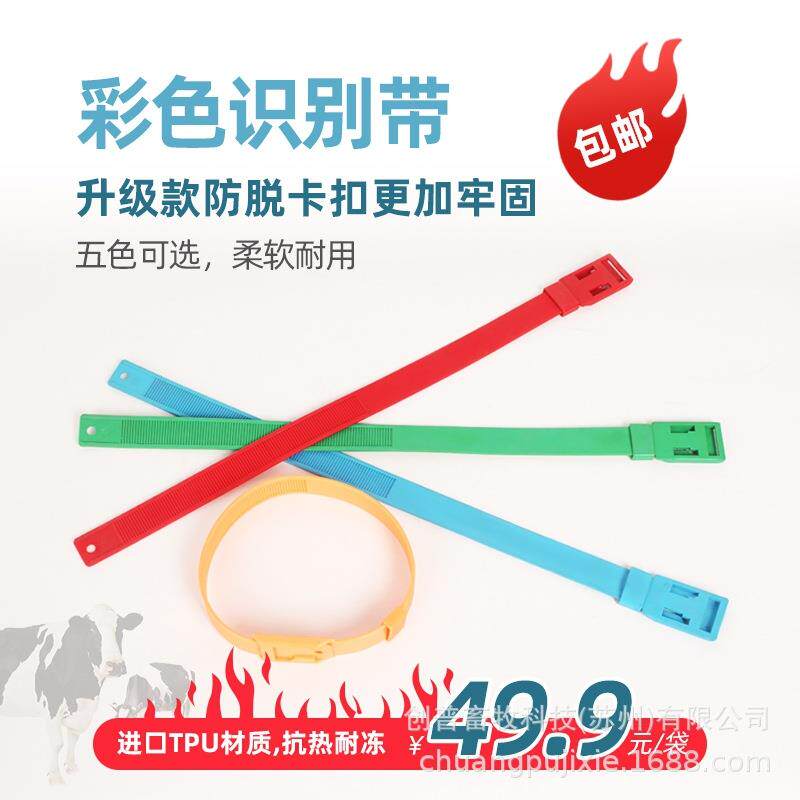 供应红黄蓝橙绿羊脖套TPU材质羊用彩色识别带