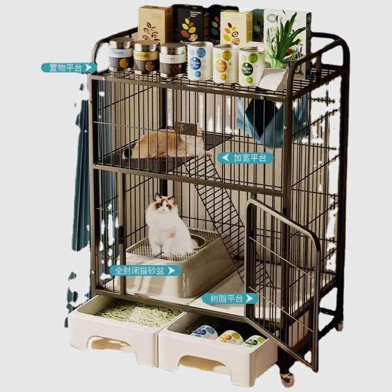 猫柜笼自带猫砂盆家用室内双层三层别墅超大自由空间舍抽屉式笼