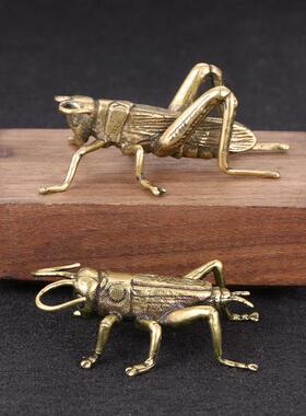 实心黄铜蟋蟀摆件黄铜做旧办公桌茶宠昆虫整蛊童趣个性工艺品收藏