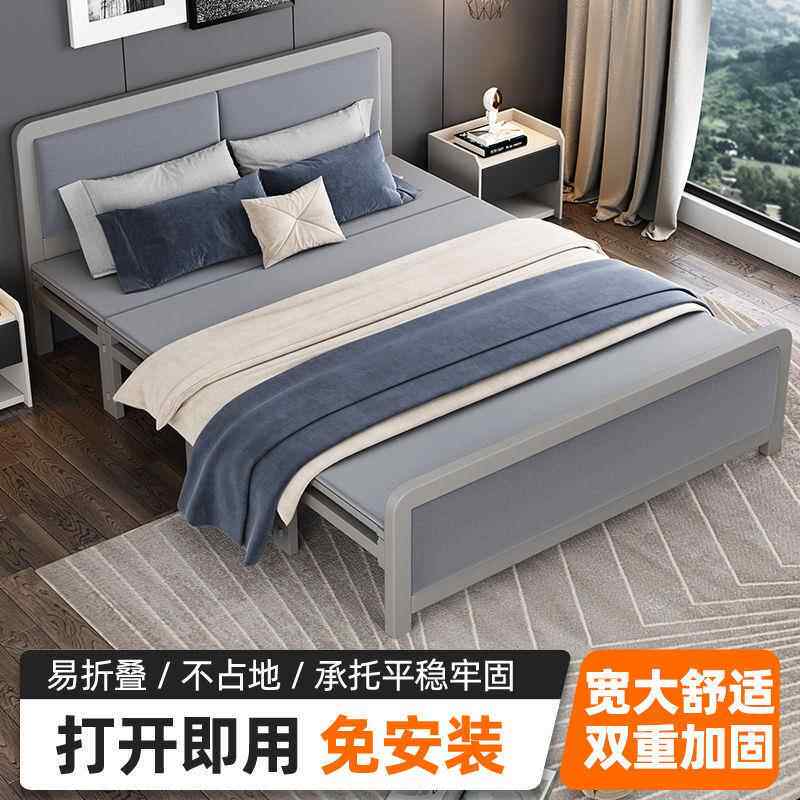 折叠床双人木RSJ软板床午休简易人成人租屋加单固加厚耐出用现代
