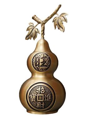 黄铜旺财葫芦转旺财葫芦全铜招财进宝纳福铜葫芦桌面金属工艺品