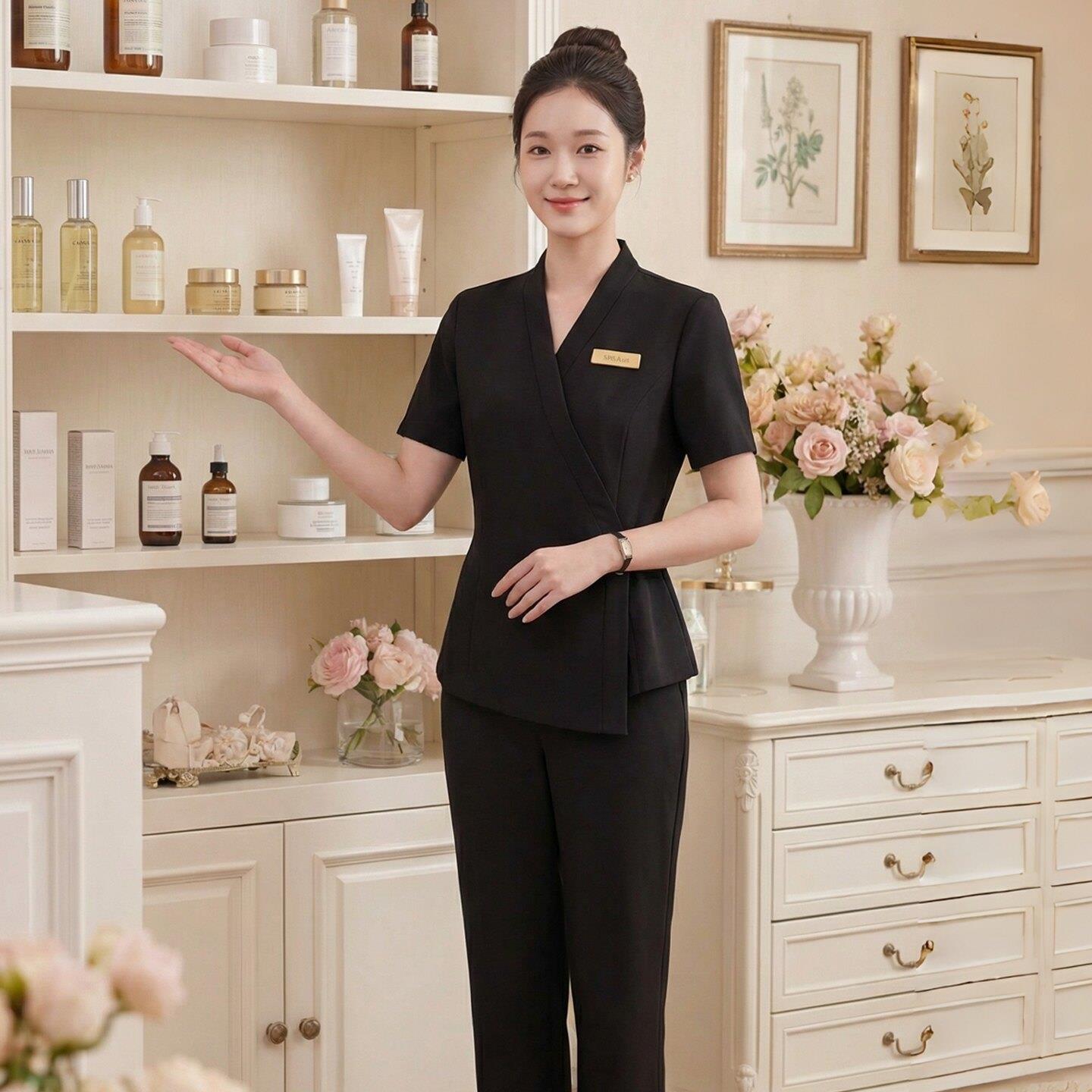 美容院工作服女美容师2026新款皮肤管理师spa美业技师气质款套装图片