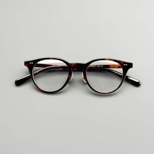 日系46码小框玳瑁镜架 男女潮小脸覆古圆形眼镜板材 配高度数近视