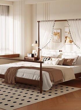 现代简约美风式复古风实木架子床一纱五单人米幔179922米5大床民