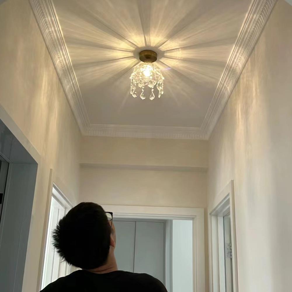 法式玻璃吊灯餐厅轻奢创意床头水晶花朵小吊灯走廊过道入户玄关灯