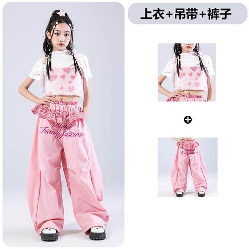 高档儿童爵士j舞表服女童时髦酷走秀套装幼儿演出服女潮团azz表演