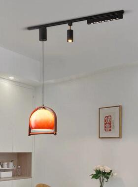 餐厅吊灯中古风可移动伸缩轨道饭厅灯日式复古名宿茶室吧台LED灯