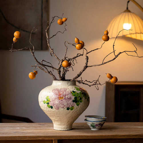 奢高级轻陶瓷风侘酒店水培花瓶感客厅林新袖插花寂器怀民中式宿镧