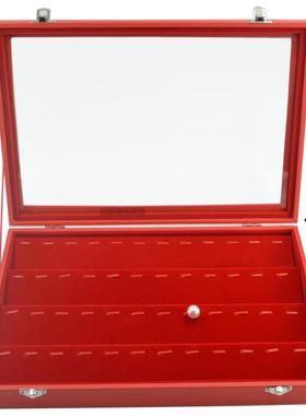 高档大号红色带钉盖宝箱格子收戒指纳项珠链手链吊坠耳环耳手镯首