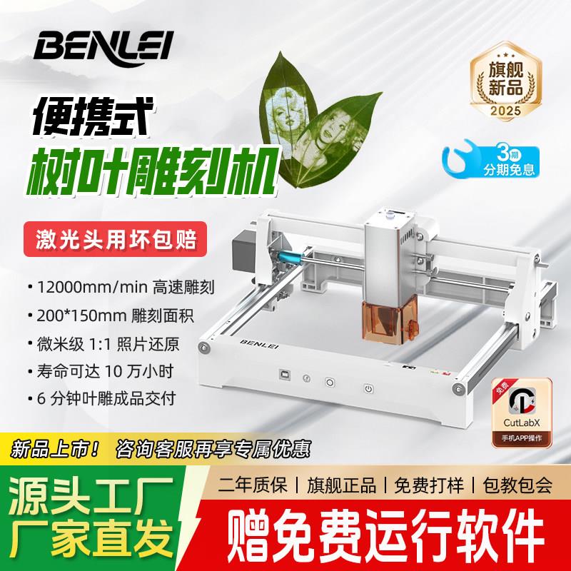 迷你树叶激光雕刻机切割机小型叶雕机摆摊全自动刻字机平安叶金属
