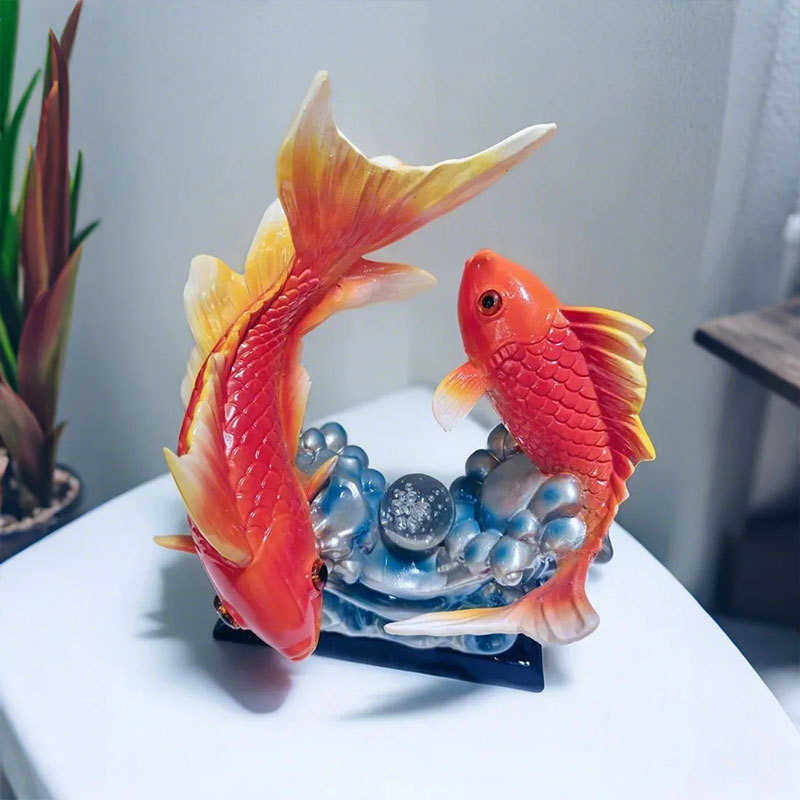 年树脂新居摆件年办公玄关招财开业装饰品工艺品有乔迁新房客厅鱼